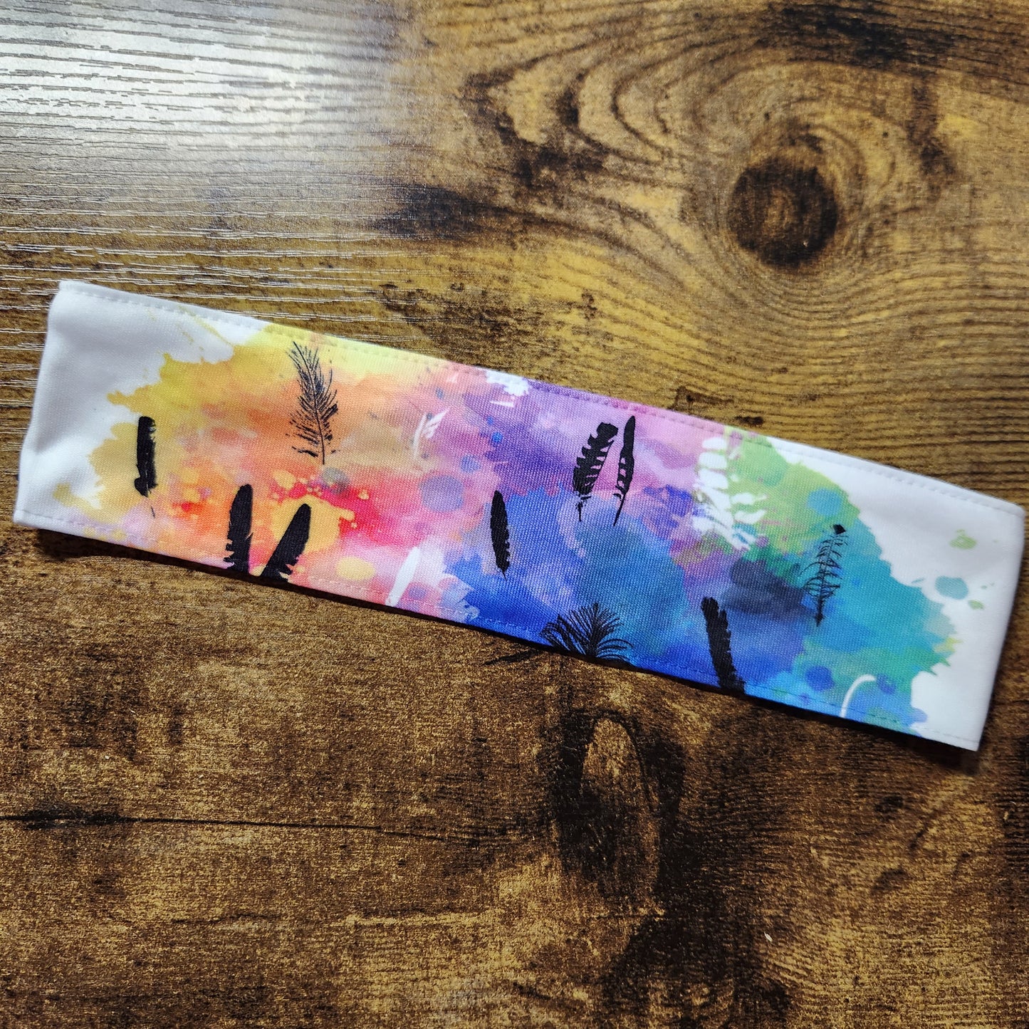 Diadema de salpicaduras de arco iris de plumas de pájaro (hecha a pedido)