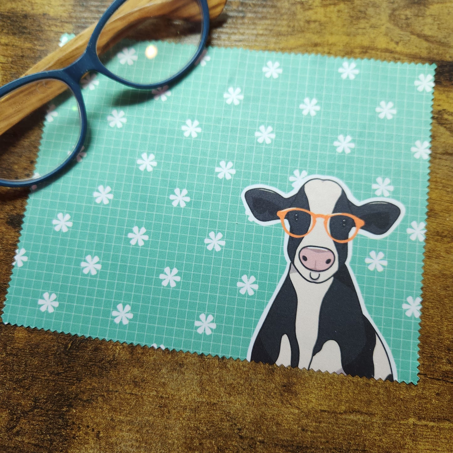 Vaca blanca y negra - Paño para lentes (hecho a pedido)