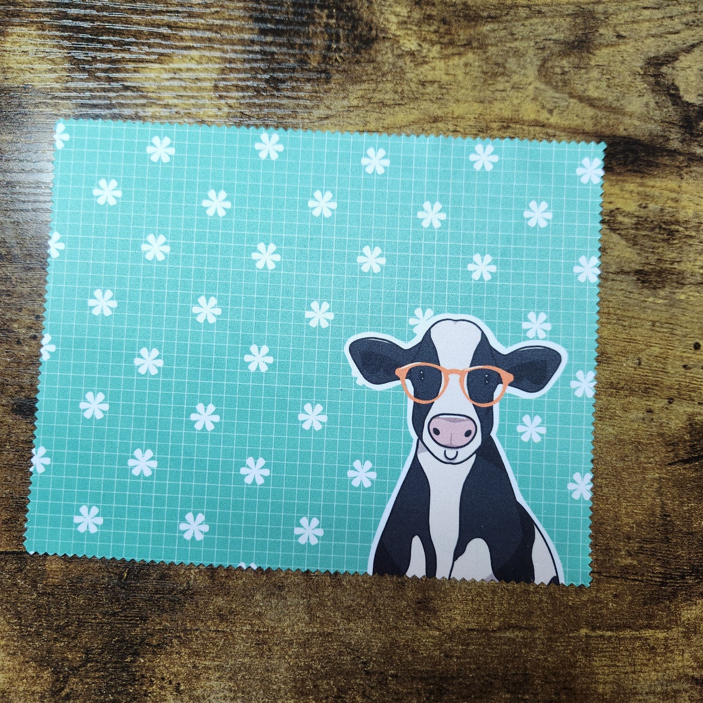 Vaca blanca y negra - Paño para lentes (hecho a pedido)