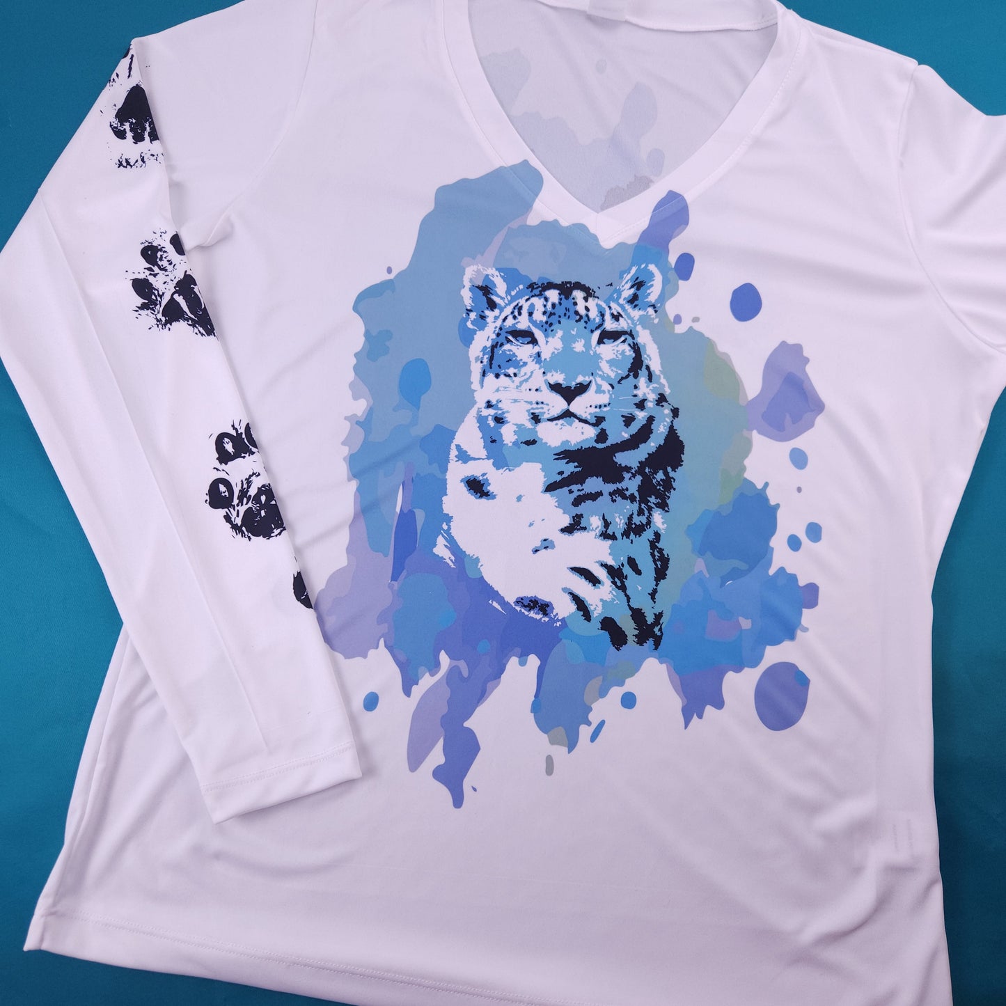 Snow Leopard Long Sleeve Tee (Sublimation Print) (Pre order)