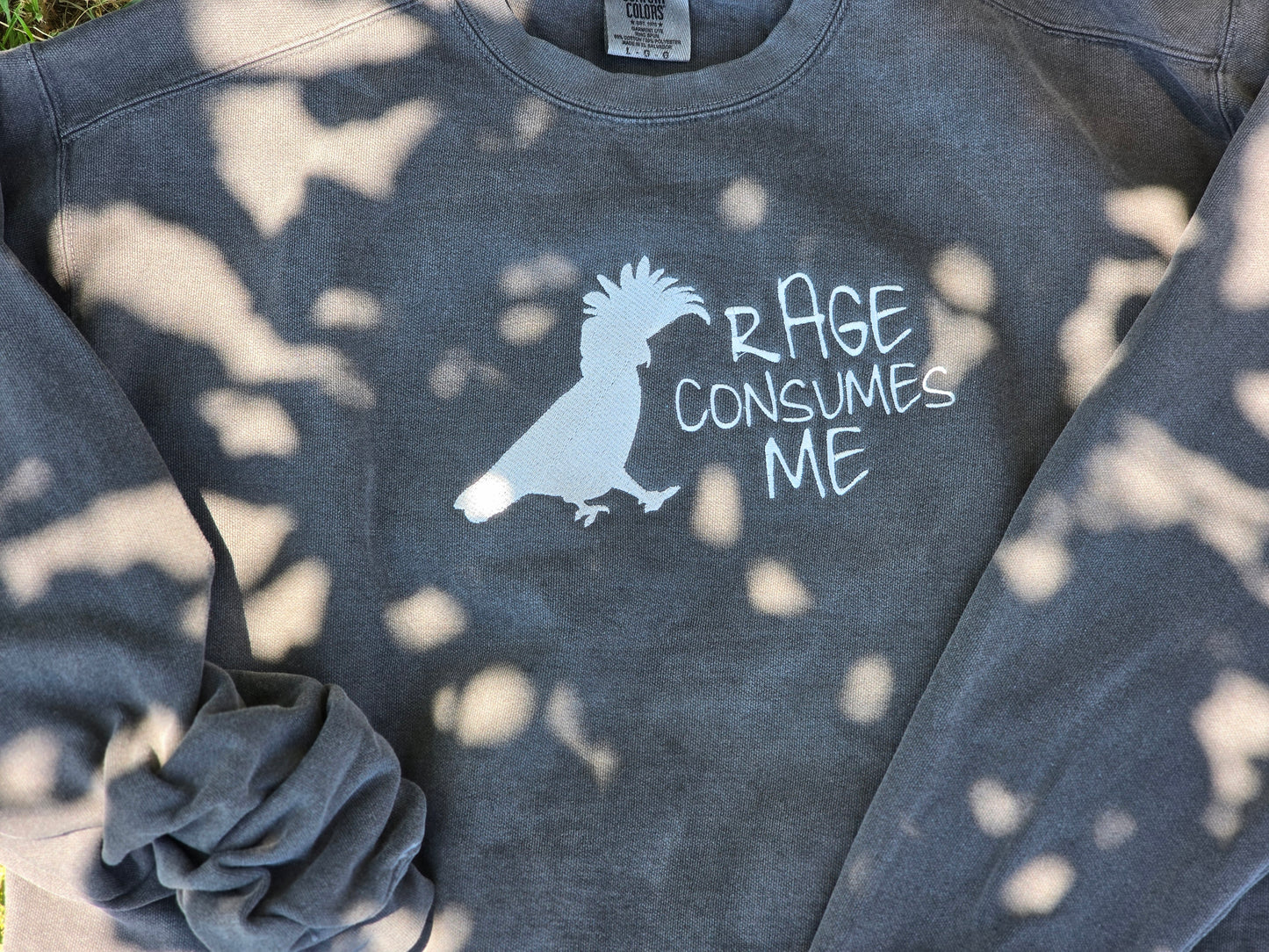 Rage Consumes Me - Cockatoo on Comfort Color Crewneck