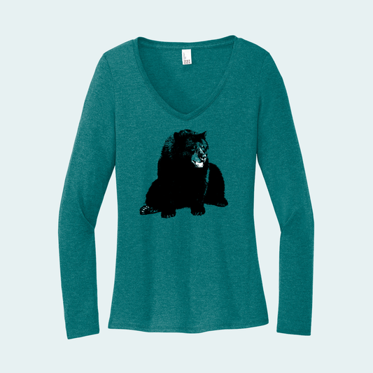 Black Bear (Limited Edition for December) Women's Long Sleeve V-Neck Tee