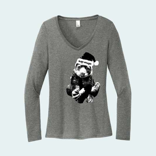 Bear Cuscus (Fundraiser for Memphis AAZK) (Limited Edition for December) Women's Long Sleeve V-Neck Tee