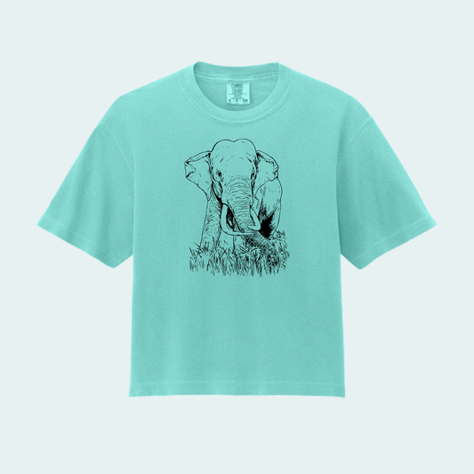 Asian Bull Elephant Fundraiser (Limited Edition for August) Women’s Boxy Crop Tee
