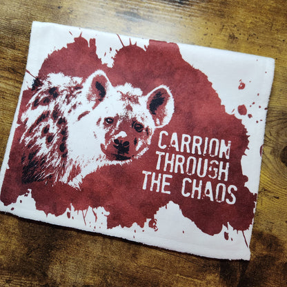 Hyena Carrion Through the Chaos Red Splatter - Dish Towel  (Made to Order)