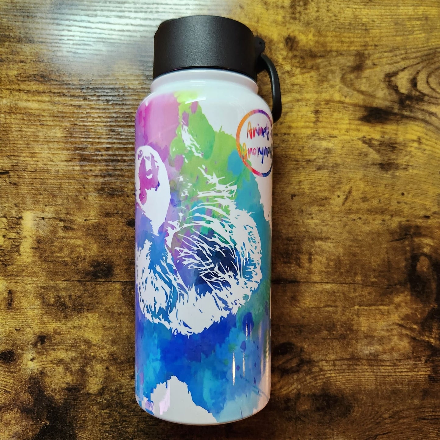 CUSTOM Name/Saying - Sloth - Rainbow Splatter - 32oz Water Bottle (Made to Order)