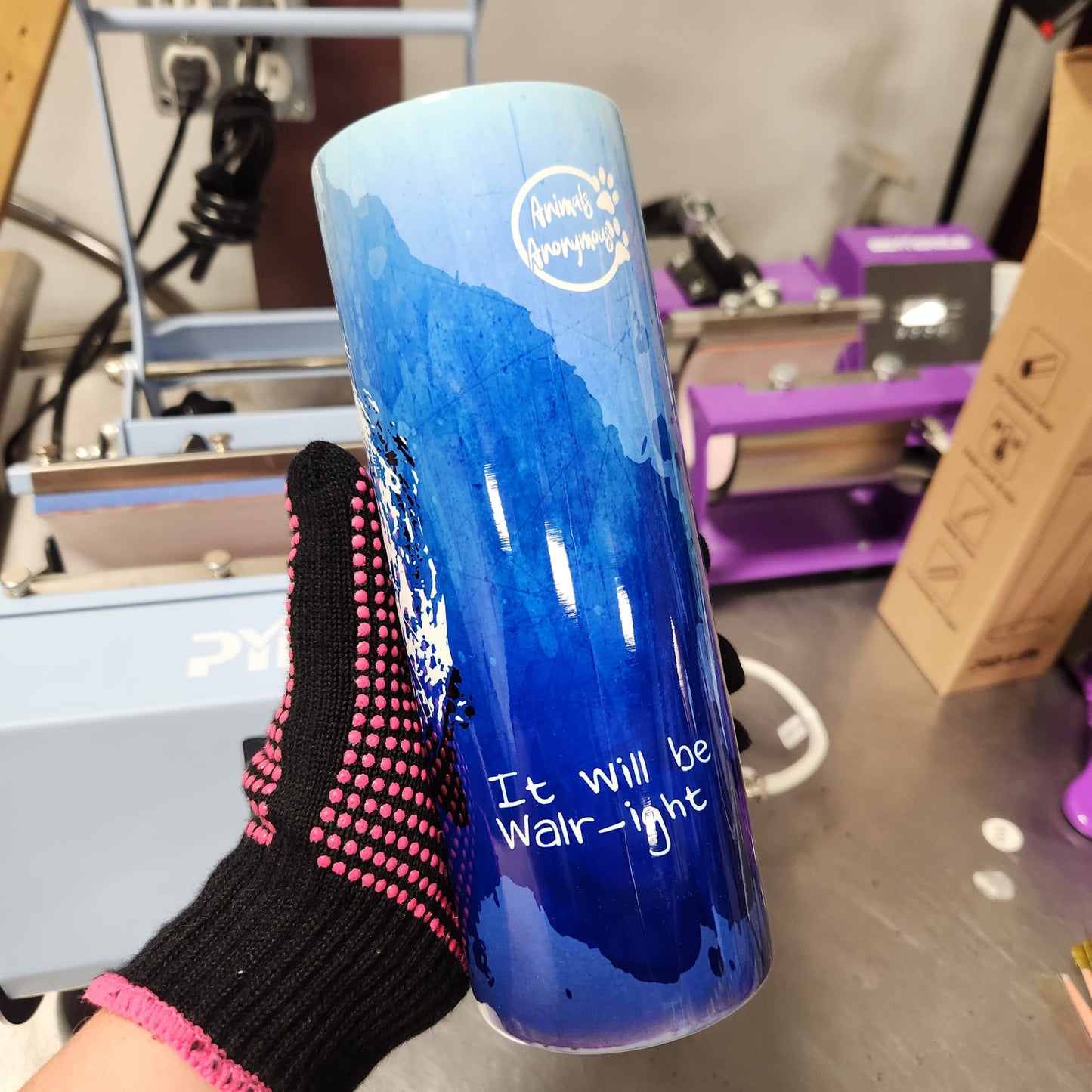 Harbor Seal - Don't be Sealy It will be Walr-ight - Blue Splash Watercolor Tumbler (Made to Order)