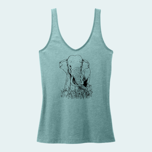Asian Bull Elephant Fundraiser (Limited Edition for August) Women's V-Neck Tank