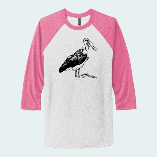 Marabou Stork (Limited Edition for August) Unisex 3/4-Sleeve Raglan Tee