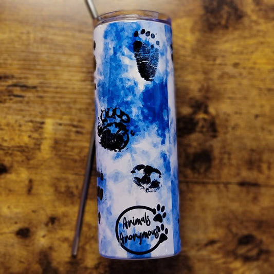 Bear Paws Blue Watercolor Background Tumbler (LIMITED EDITION)