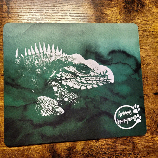 Iguana - Green Watercolor Mousepad (Made to Order)