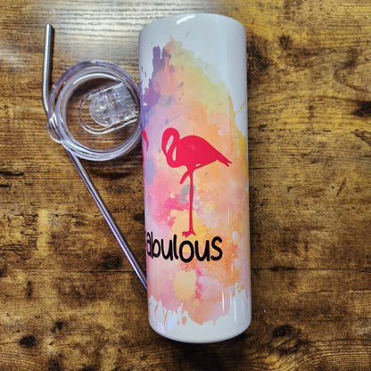Flocking Fabulous Flamingos - Rainbow Watercolor Tumbler (Made to Order)