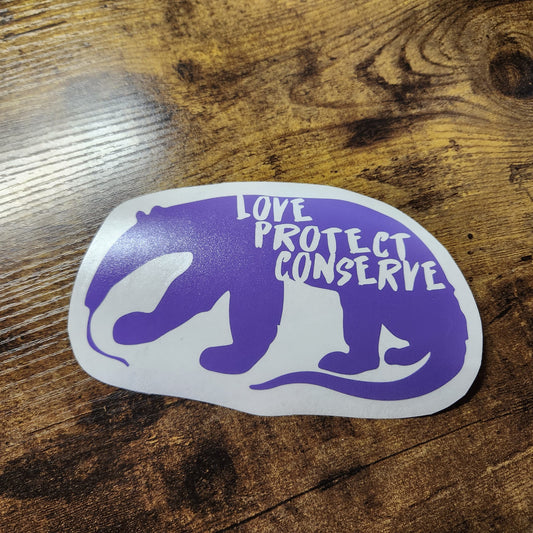 Tamandua - Love Protect Conserve - Calcomanía de vinilo (hecha a pedido)
