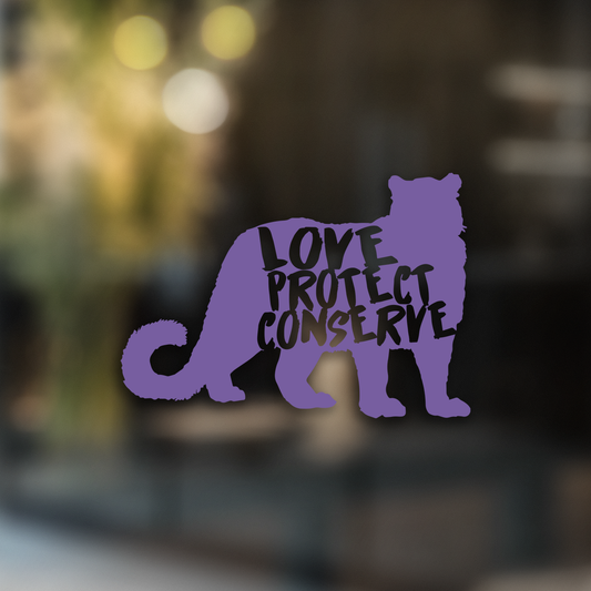 Love Protect Conserve Snow Leopard - Decal - Animals Anonymous Apparel