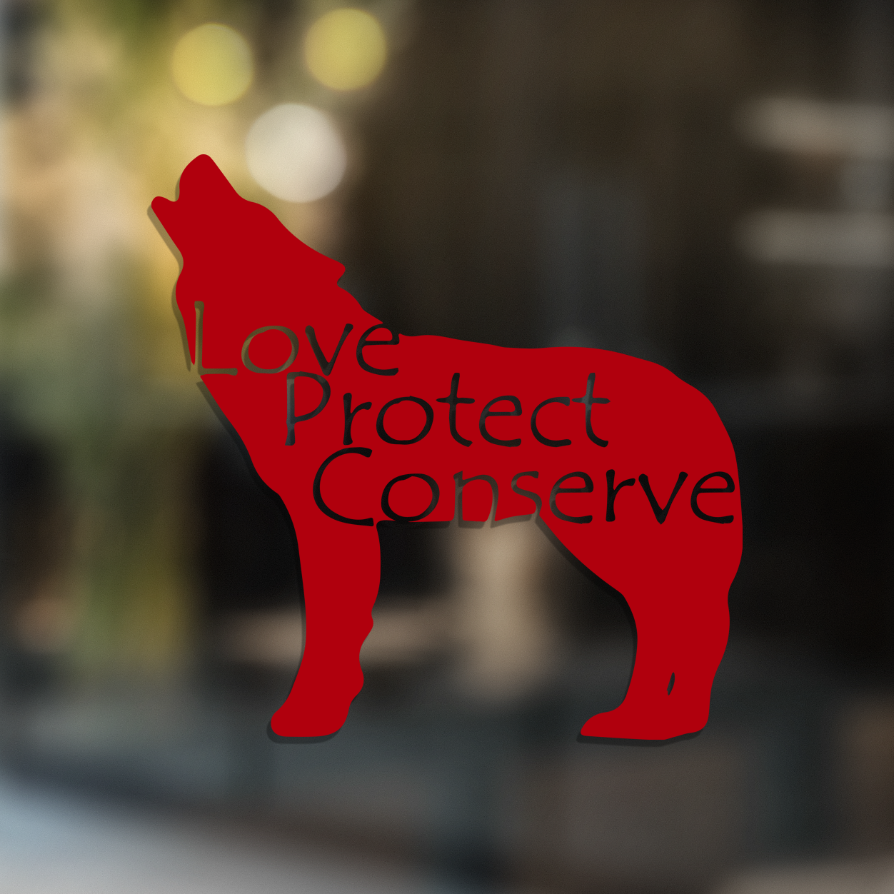 Wolf - Love Protect Conserve - Vinyl Decal - Animals Anonymous Apparel