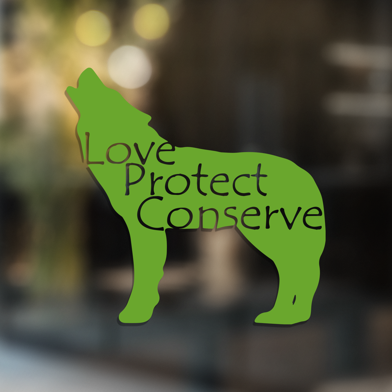 Wolf - Love Protect Conserve - Vinyl Decal - Animals Anonymous Apparel