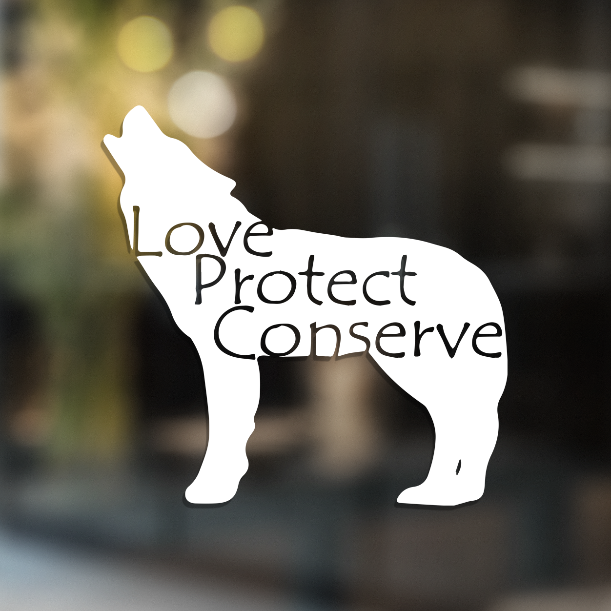 Wolf - Love Protect Conserve - Vinyl Decal - Animals Anonymous Apparel