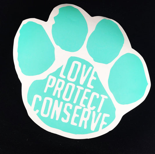Paw Print - Love Protect Conserve - Vinyl Decal - Animals Anonymous Apparel