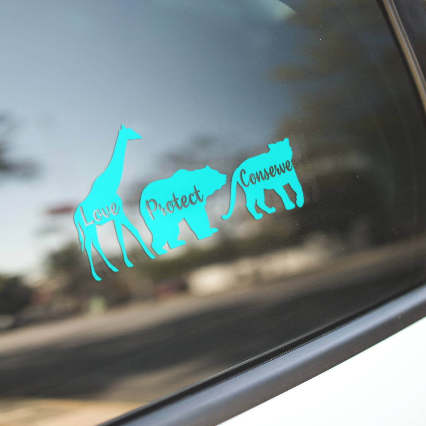 Giraffe Bear Tiger - Love Protect Conserve - Vinyl Decal - Animals Anonymous Apparel