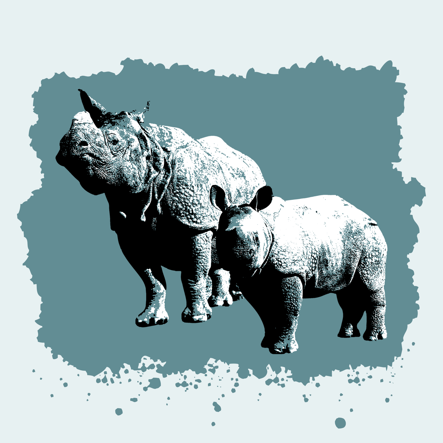 Rhino with Baby