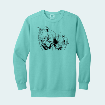 Rhino with Baby Fundraiser (Limited Edition for July) Comfort Color Crewneck