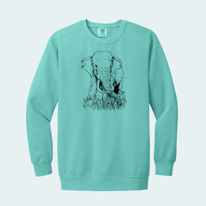 Asian Bull Elephant Fundraiser (Limited Edition for August) Unisex Comfort Color Crewneck