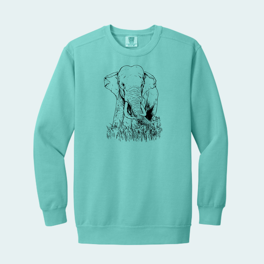 Asian Bull Elephant Fundraiser (Limited Edition for August) Unisex Comfort Color Crewneck