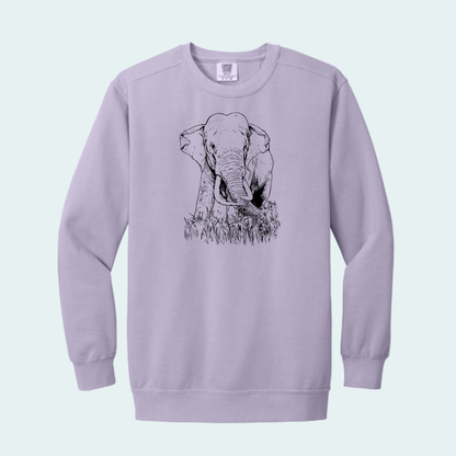 Asian Bull Elephant Fundraiser (Limited Edition for August) Unisex Comfort Color Crewneck
