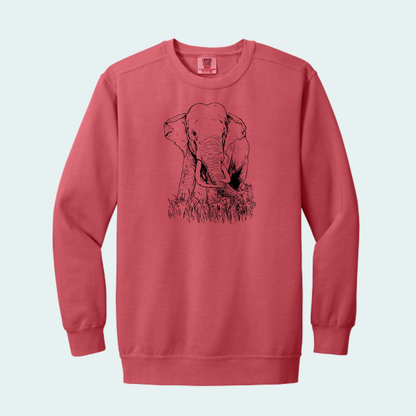 Asian Bull Elephant Fundraiser (Limited Edition for August) Unisex Comfort Color Crewneck