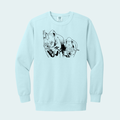 Rhino with Baby Fundraiser (Limited Edition for July) Comfort Color Crewneck