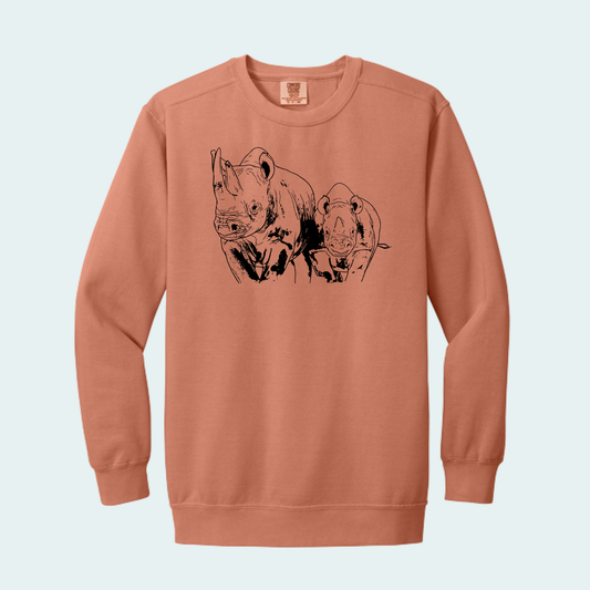 Rhino with Baby Fundraiser (Limited Edition for July) Comfort Color Crewneck