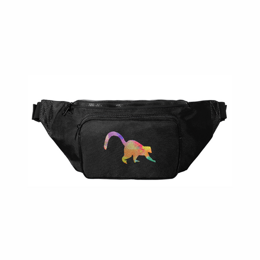 Ruffed Lemur Rainbow Embroidery - Crossbody Hip Bag