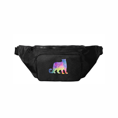 Snow Leopard Rainbow Embroidery - Crossbody Hip Bag