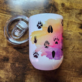Mixed Paws Classic Rainbow Background - Wine Tumbler (Made to Order)