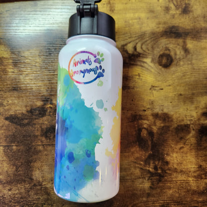 Nombre/Dicho PERSONALIZADO - Cougar - Rainbow Splatter - Botella de agua de 32 oz (hecha a pedido)