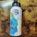 CUSTOM Name/Saying - Cougar - Rainbow Splatter - 32oz Water Bottle (Made to Order)