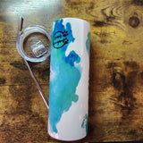 Snow leopard - Animals Love me Quote - Blue Green Watercolor Tumbler (Made to Order)