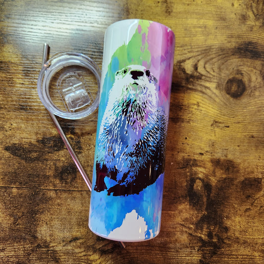Vaso de salpicaduras de arco iris de nutria (hecho a pedido)