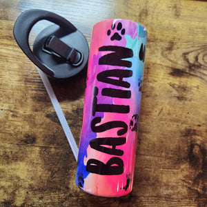CUSTOM Name/Saying - Mixed Paws Watercolor - 20oz Water Bottle (Made to Order)