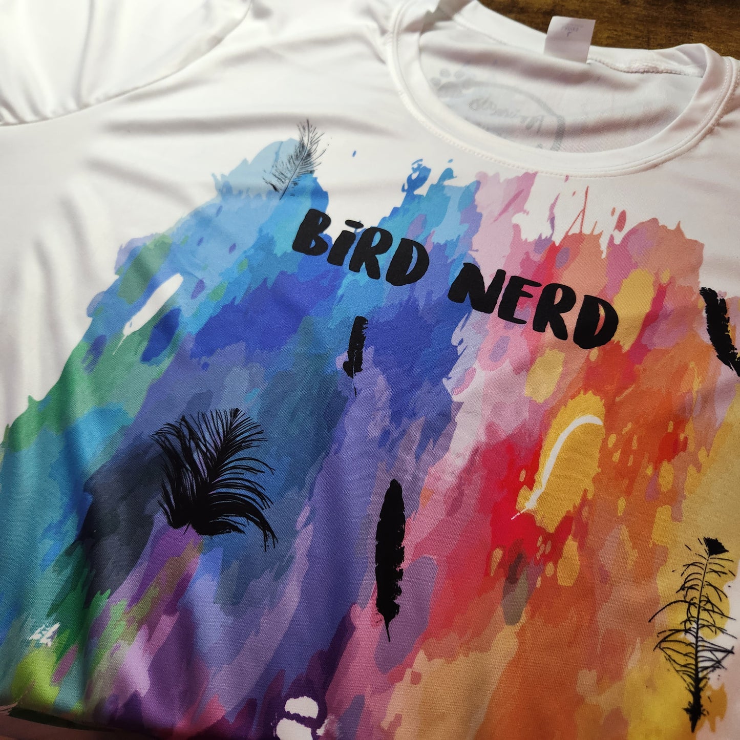 Bird Feathers and Prints Rainbow Splatter Top (Pre Order)
