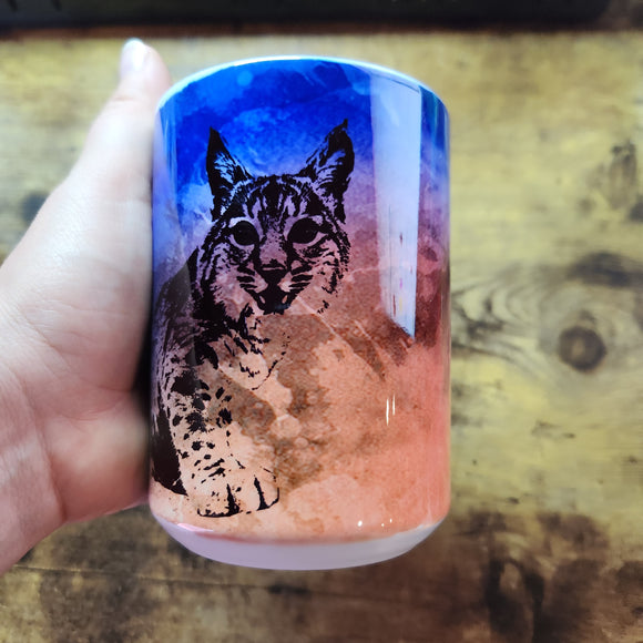 Bobcat Blue Orange Background - 15oz Mug