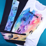 Bird Feathers and Prints Rainbow Watercolor Splash and Black High Waisted Full Length Leggings