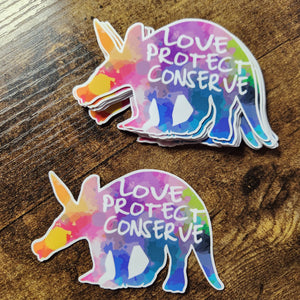 Aardvark Love Protect Conserve Rainbow - Sticker