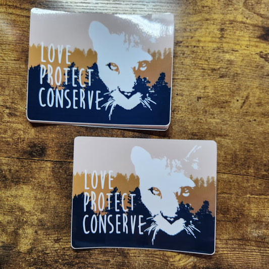 Cougar - Love Protect Conserve - Sticker