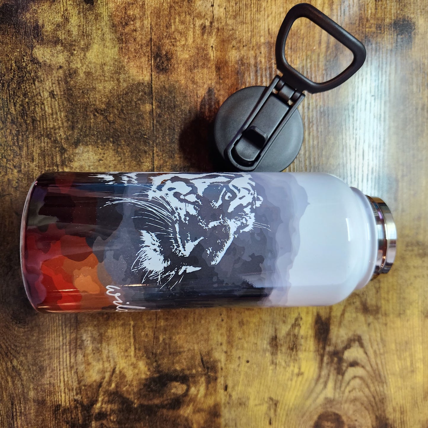 Tiger Face - Find me Where the Wild Things are Black and Orange - 32oz Water Bottle (Made to Order)