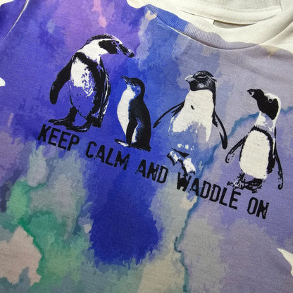 Penguins - Keep Calm and Waddle on with Foot Prints - Toddler Tee (Sublimation Print) (Pre Order)
