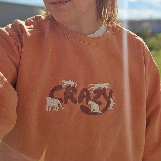 Cat Crazy Embroidery (Limited Edition for December) Comfort Color Sweatshirt