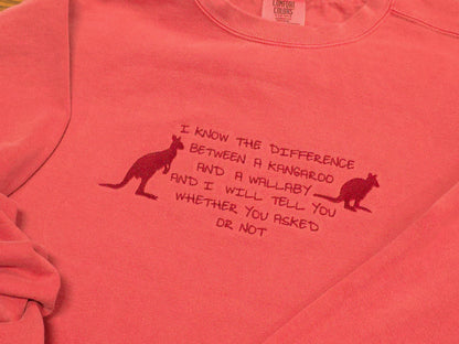 Kangaroo and a Wallaby Quote on Comfort Color Crewneck