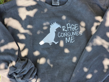 Rage Consumes Me - Cockatoo on Comfort Color Crewneck