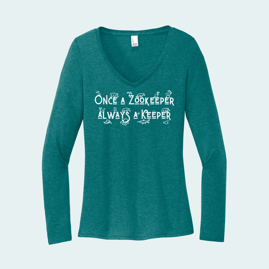 Once a Zookeeper Always a Keeper (Limited Edition for December) Women's Long Sleeve V-Neck Tee